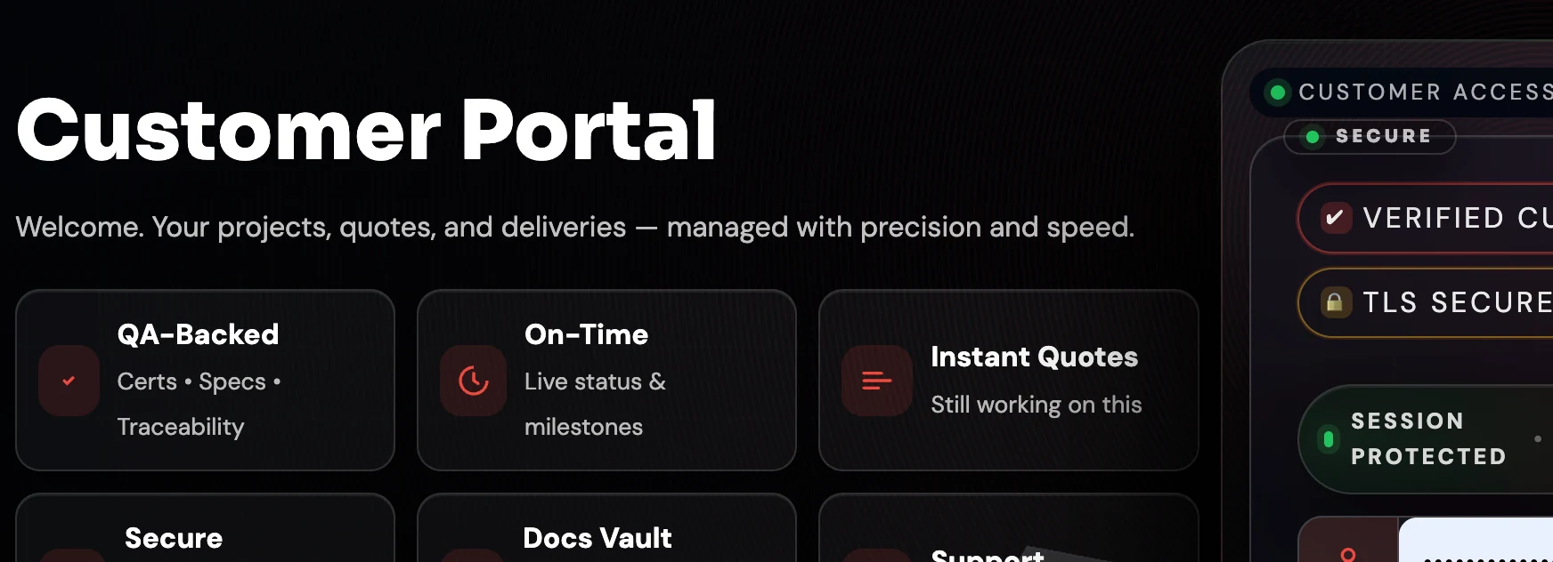 Secure customer portal interface